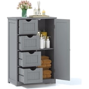 JIANYI Bathroom Floor Cabinet, Multifunctional Storage Cabinet with 4 Drawers and 1 Door, Wooden Side Storage Organizer for Bathroom, Living Room or Kitchen, 22 x 12 x 32 inches Grey