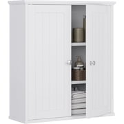 JIANYI Bathroom Wall Cabinet, Over The Toilet Space Saver Storage, White Medicine Cabinet with 2 Doors