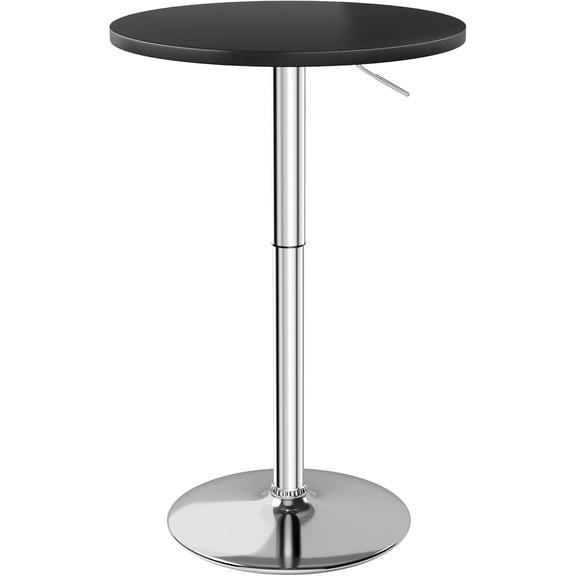 JIANYI Bistro Pub Table Height Adjustable Round Bar Table 27.4-36 Inches, 360Swivel Cocktail Table for Dining Room, Party, Caf (1, Black-Silver)