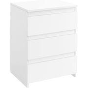 JIANYI Nightstand with 3 Drawers, White Bedside Table with Storage, Sturdy Wooden Accent Cabinet for Living Room, Bedroom, Office
