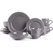 JIANYI Pearl Dots Stoneware Dinnerware 16pc Set, Grey