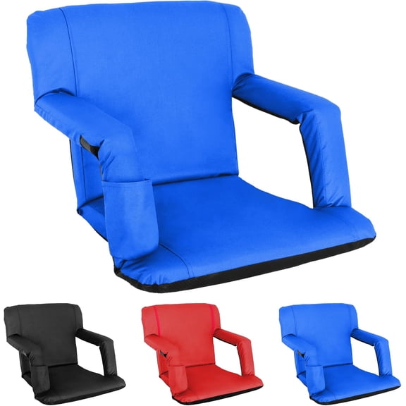 JIANYI Stadium Seat for Bleachers with Back Support, Foldable Bleacher Chairs 6 Reclining Positions, Armrests, Cup Holder, Backpack Straps