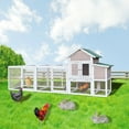 JIAOBAI 122" Wood Chicken Coop, Large Outdoor Rabbit Hutch with Nesting