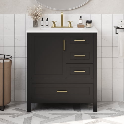 JIAOBAI 30" Bathroom Vanities with Sink, Bathroom Vanity Cabinet with 1 ...