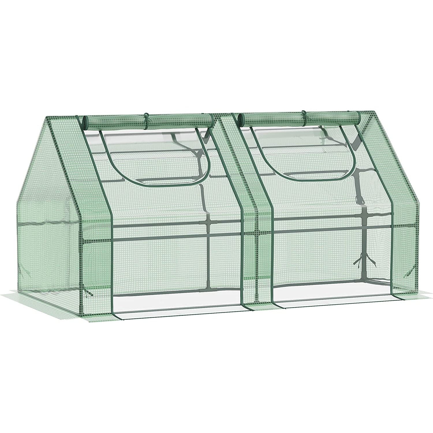 Outsunny 6'x3' Double-Cover Portable Greenhouse with Steel Frame
