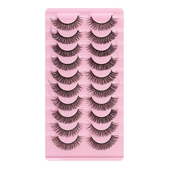 JIASEN Best Gift 10 Pairs Reusable Self Adhesive Eyelashes Natural Thick False Lashes Extension No Glue Or Eyeliner Needed