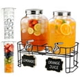 thumbnail image 1 of GVUHR 1 Gallon Glass Drink Dispenser with Spigot and Stand, Beverage Dispenser for Party 2 Pack, 1 of 8