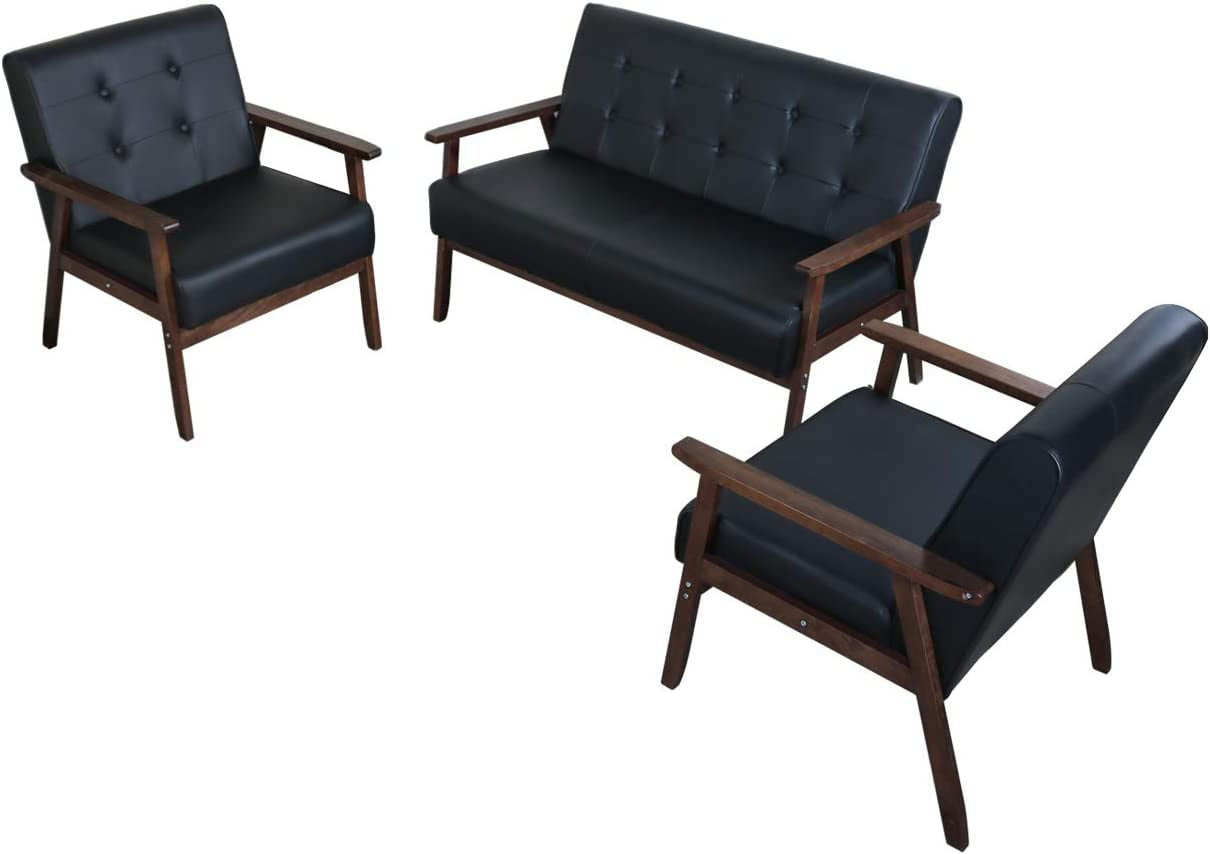 JIASTING Mid Century 1 Loveseat Sofa and 2 Accent Chairs Set Modern