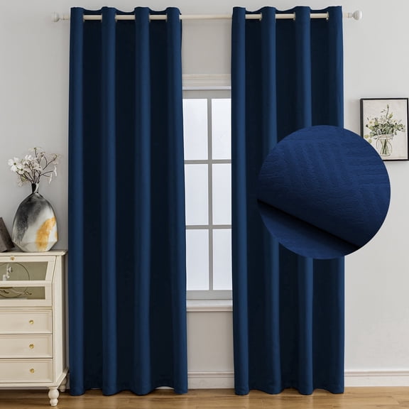 JIATER Blackout Curtains,42 x 63 inch Blackout Curtains Set of 2 Panels,Thermal Insulated Curtains for Bedroom Living Room,Grommet Window Drapes Curatins,Navy