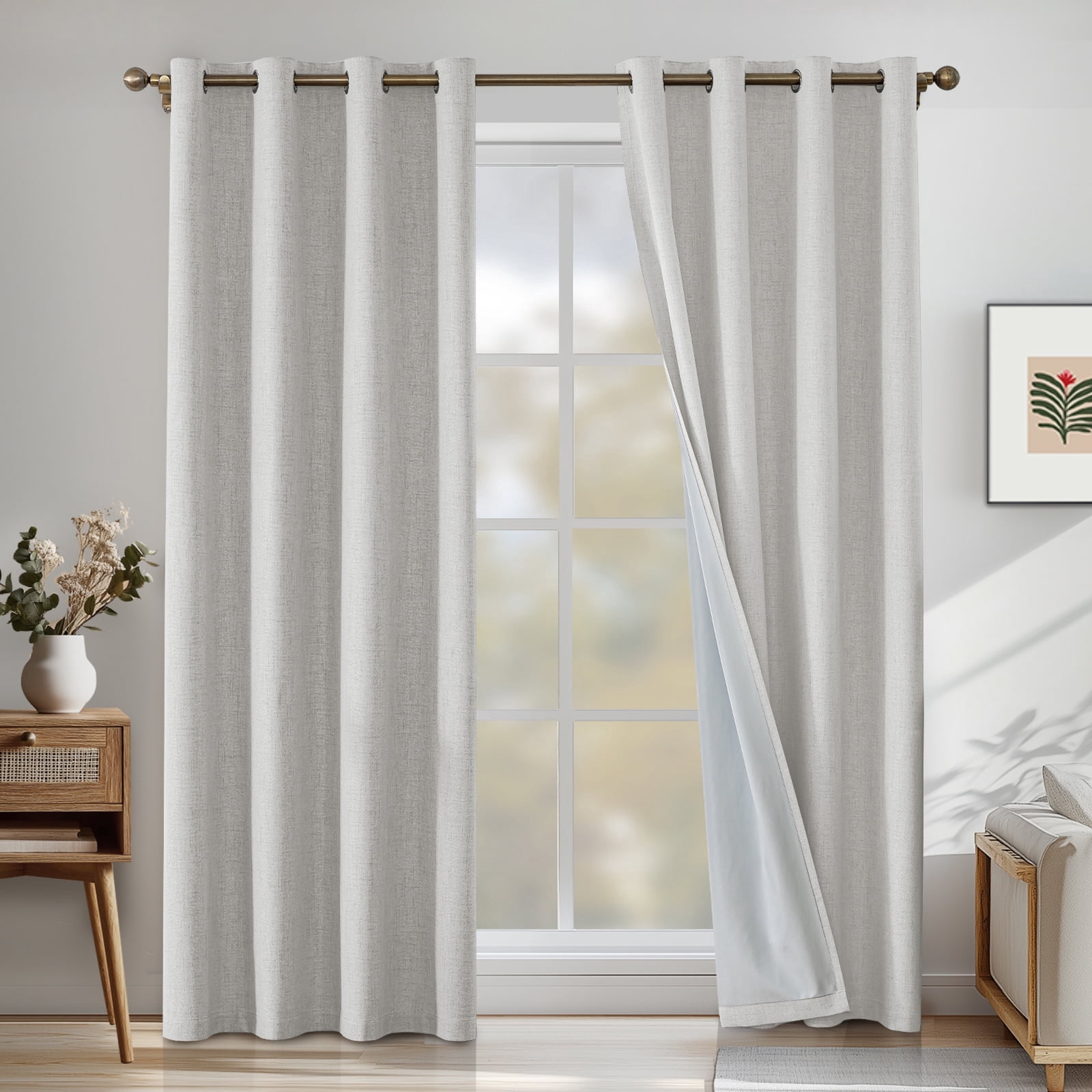 JIATER Blackout Curtains Set of 2 Panels for Bedroom Living Room 42 x 63 inch,Thermal Insulated Room Darkening Blackout Curtains with Grommet,Beige