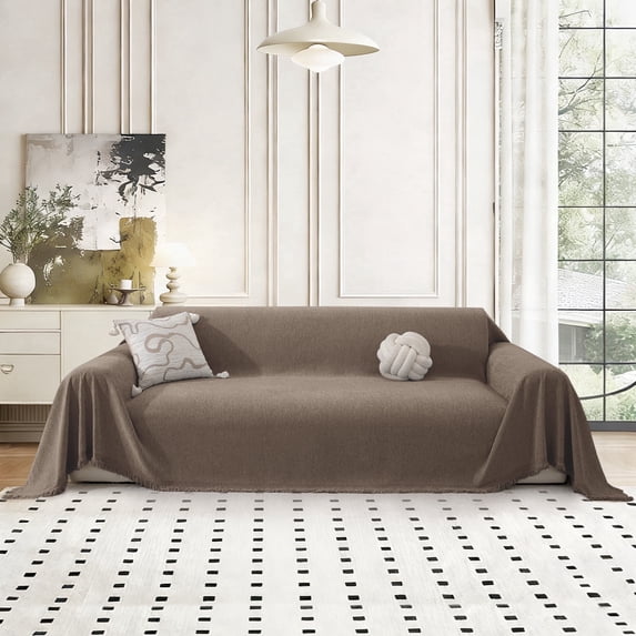 JIATER Sofa Cover Slipcover Couch Cover Durable Furniture Protector for Pets Home Decor 71"x118" Coffee