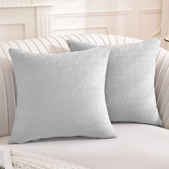 JIATER Pack of 2 Throw Pillow Covers Soft Decorative Pillow Covers,18x18,Silver Gray