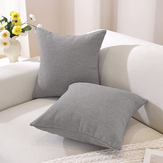 JIATER Pack of 2 Throw Pillow Covers 18x18,Linen Decorative Pillow Covers for Couch,Charcoal