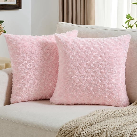 JIATER Pack of 2 Throw Pillow Covers 18x18,Rose Decorative Couch Pillow Covers,Pink