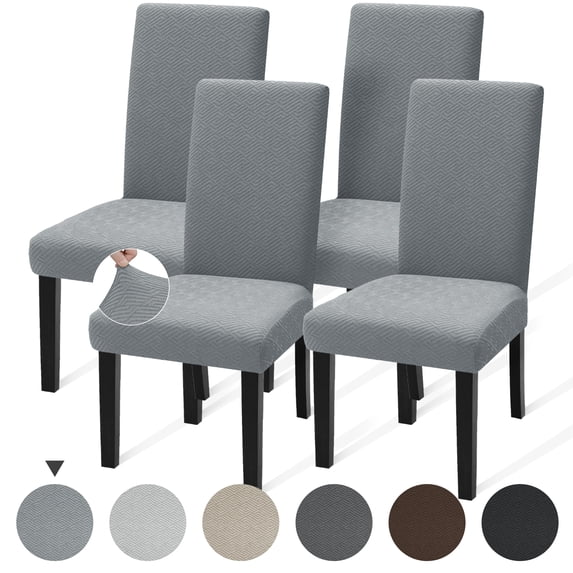 JIATER Chair Covers for Dining Room Stretch Washable Chair Slipcovers Protector Set of 4,Light Gray