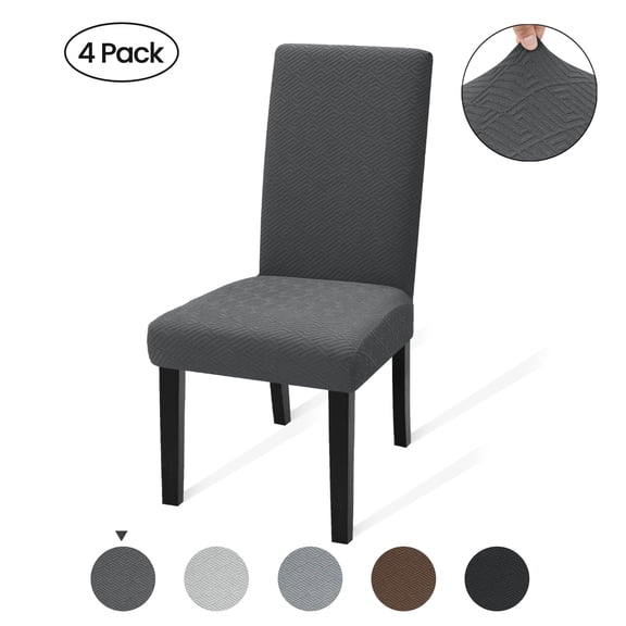 JIATER Chair Covers for Dining Room Stretch Washable Chair Slipcovers Protector Set of 4,Gray