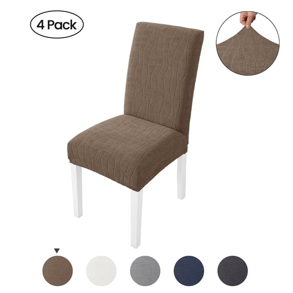 JIATER 100% Waterproof Dining Chair Covers Stretch Chair Slipcovers Protector Set of 4,Light Coffee