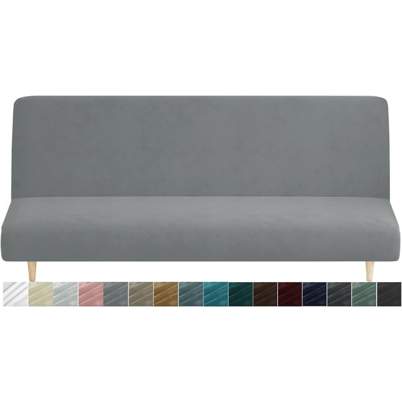JIATER Armless Futon Cover Stretch Futon Slipcovers Machine Washable Furniture Protector with Elastic Bottom,Light Gray