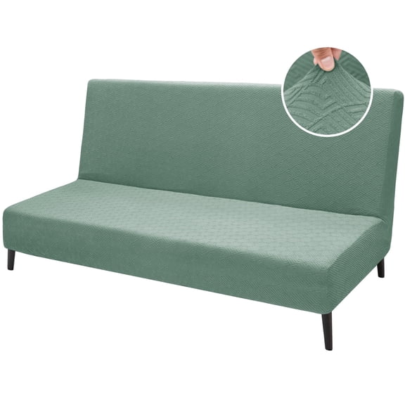 JIATER Futon Slipcovers Stretch Armless Futon Bed Covers Machine Washable Furniture Protector,Bean Green