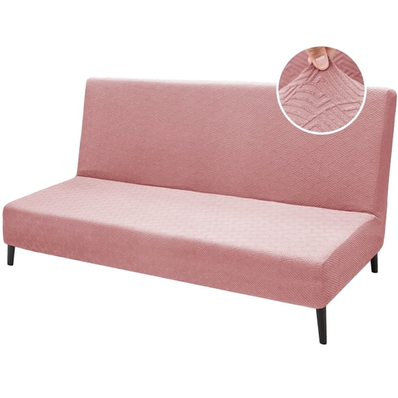 JIATER Futon Slipcovers Stretch Armless Futon Bed Covers Machine Washable Furniture Protector,Gray Rose