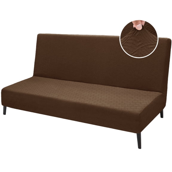 JIATER Futon Slipcovers Stretch Armless Futon Bed Covers Machine Washable Furniture Protector,Coffee