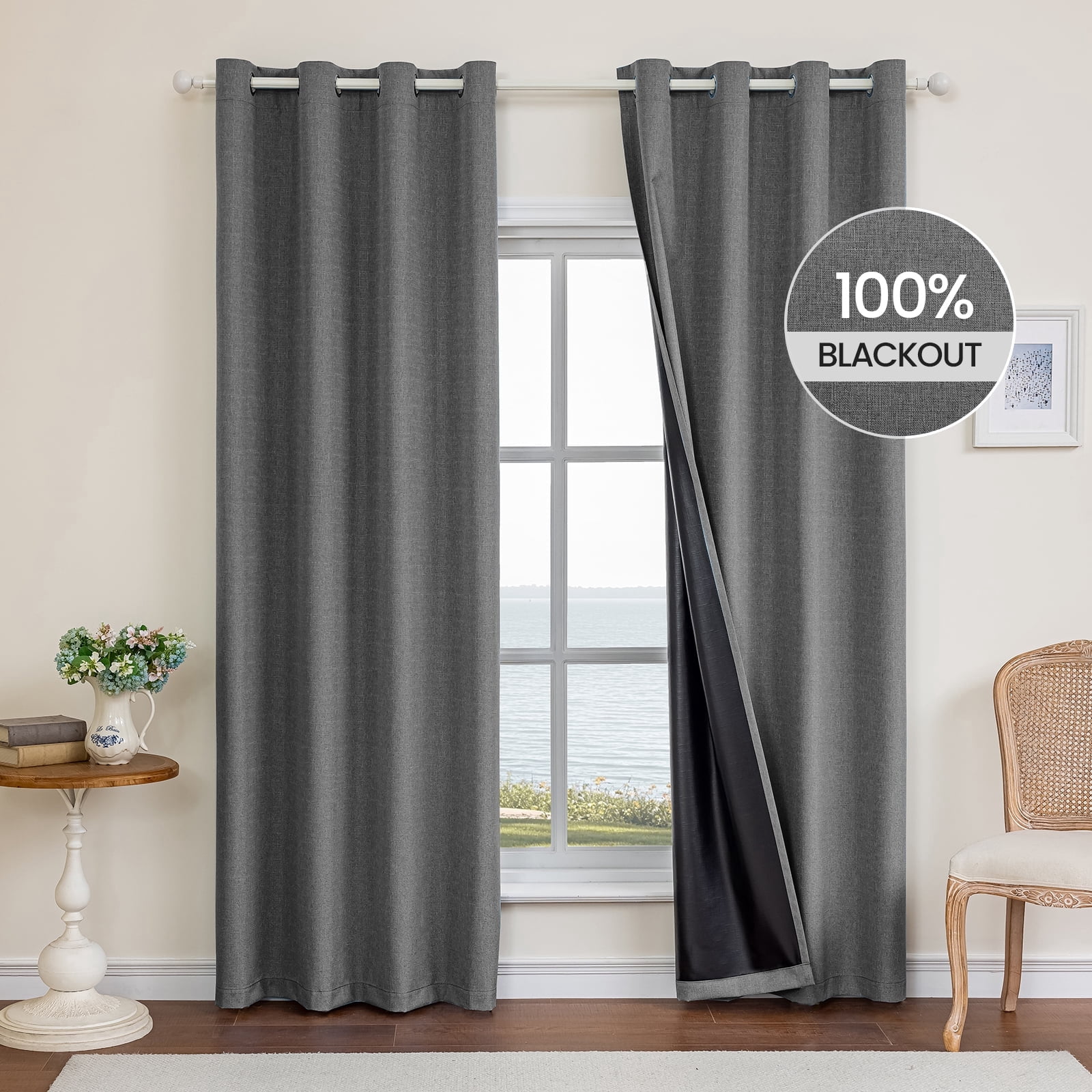 JIATER Blackout Curtains,42 x 84 inch Blackout Curtains Set of 2 for Bedroom Living Room,Thermal Insulated Room Darkening Drapes with Grommet,Dark Gray