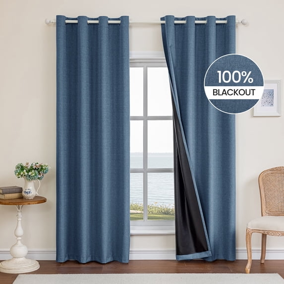 JIATER Blackout Curtains,52 x 72 inch Blackout Curtains Set of 2 for Bedroom Living Room,Thermal Insulated Room Darkening Drapes with Grommet,Blue