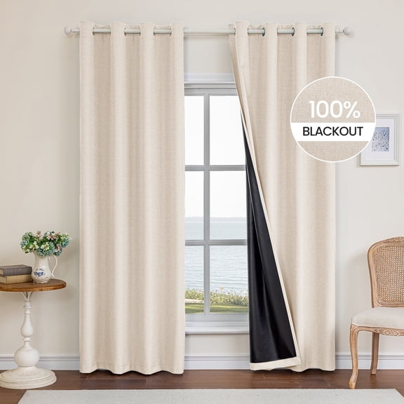 JIATER Blackout Curtains Set of 2 Panels for Bedroom Living Room 42 x 63 in,Thermal Insulated Room Darkening Blackout Curtains with Grommet,Beige
