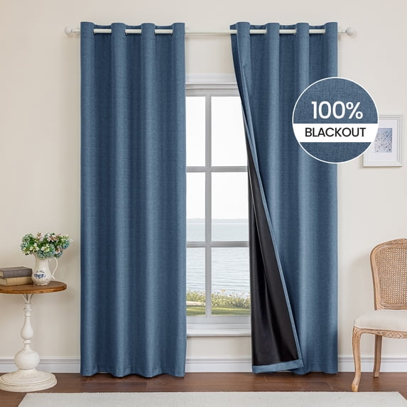 JIATER Line Blackout Curtains for Bedroom,Set of 2 Thermal Insulated Blackout Curtains for Living Room,52"W x 72"L,Blue