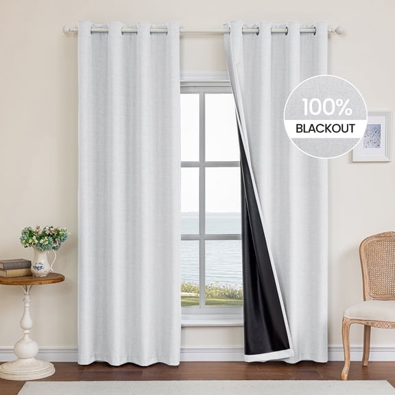 JIATER Blackout Curtains Set of 2 Panels for Bedroom Living Room 42 x 63 in,Thermal Insulated Room Darkening Curtains with Grommet,White