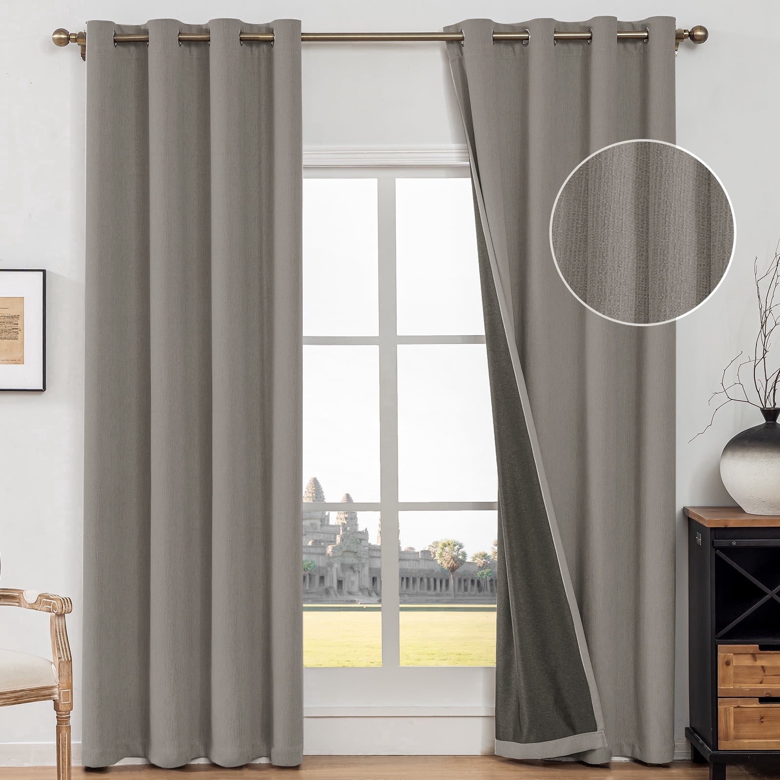 JIATER Blackout Curtains,Blackout Curtains Set of 2 for Bedroom Living Room 52 x 72 in,Thermal Insulated Room Darkening Drapes with Grommet,Coffee