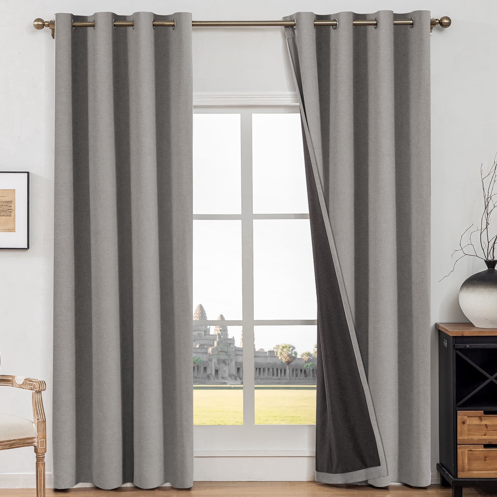 JIATER Blackout Curtains,Blackout Curtains Set of 2 for Bedroom Living Room 42 x 84 in,Thermal Insulated Room Darkening Drapes with Grommet,Charcoal