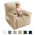thumbnail image 1 of JIATER Recliner Chair Covers Velvet Recliner Covers Stretch Recliner Slipcover with Pockets,Camel, 1 of 8
