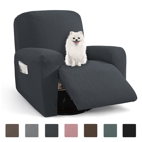 JIATER Recliner Chair Covers Stretch Polyester Recliner Slipcover with Side Pockets,Dark Gray
