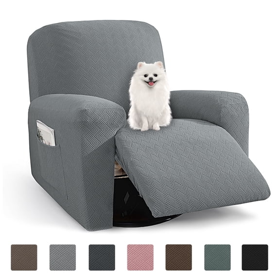 JIATER Recliner Chair Covers Stretch Polyester Recliner Slipcover with Side Pockets,Light Gray