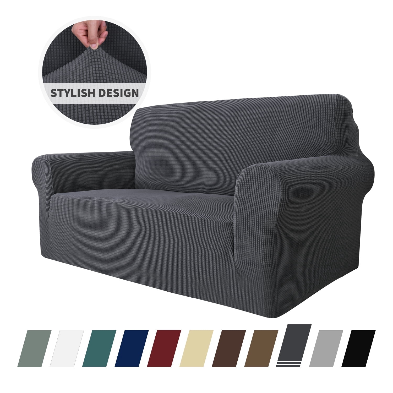 JIATER 1-Piece Sofa Cover Stretch Couch Cover Washable Sofa Slipcover Furniture Protector for Loveseat Sofa,Dark Gray