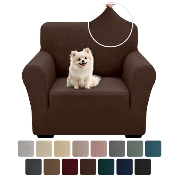 JIATER 1-Piece Armchair Sofa Cover Stretch Couch Cover Washable Sofa Slipcover Non-Slip Furniture Protector,Coffee