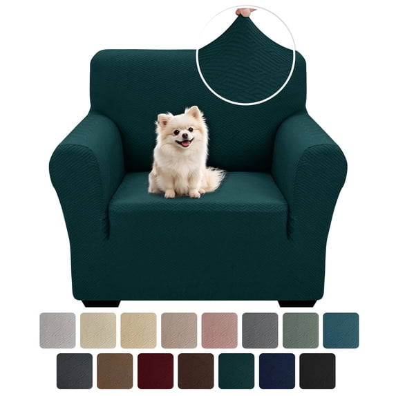 JIATER 1-Piece Armchair Sofa Cover Stretch Couch Cover Washable Sofa Slipcover Non-Slip Furniture Protector,Dark Green