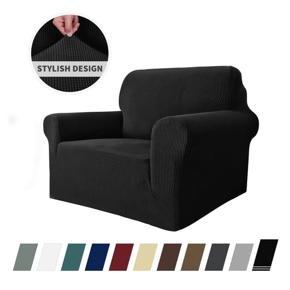 JIATER 1-Piece Armchair Sofa Cover Stretch Couch Cover Washable Sofa Slipcover Non-Slip Furniture Protector,Black