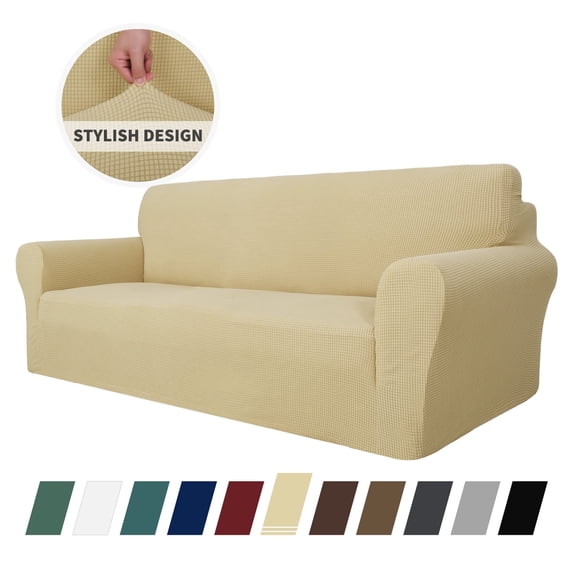 JIATER 1-Piece Sofa Cover Stretch Couch Cover Washable Sofa Slipcover Furniture Protector for 3 Cushion Sofa,Beige