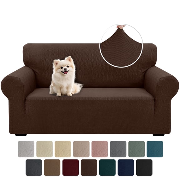 JIATER 1-Piece Sofa Cover Stretch Couch Cover Washable Sofa Slipcover Furniture Protector for Loveseat Sofa,Coffee