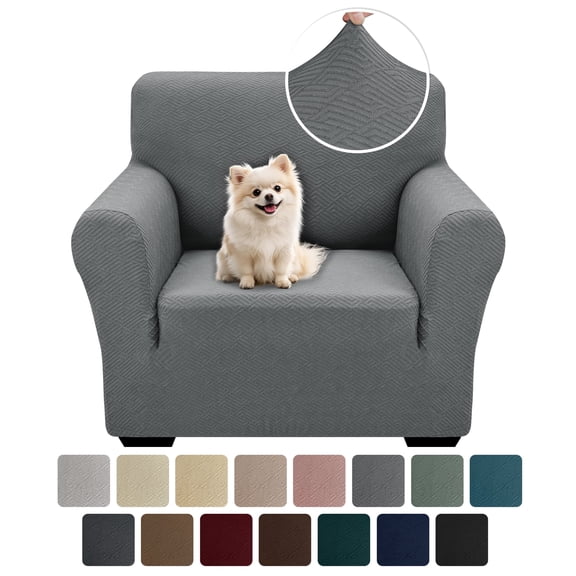 JIATER 1-Piece Armchair Sofa Cover Stretch Couch Cover Washable Sofa Slipcover Non-Slip Furniture Protector,Light Gray