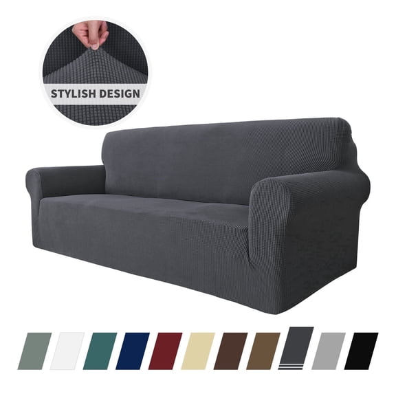 JIATER 1-Piece Sofa Cover Stretch Couch Cover Washable Sofa Slipcover Furniture Protector for 3 Cushion Sofa,3-Seater Dark Gray