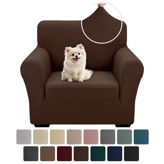 JIATER 1-Piece Armchair Sofa Cover Stretch Couch Cover Washable Sofa Slipcover Non-Slip Furniture Protector,Coffee