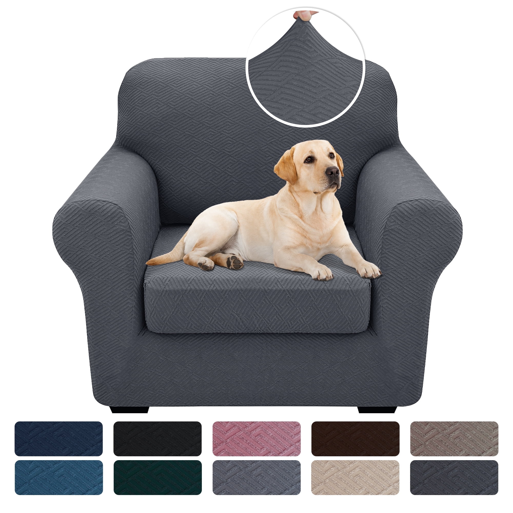 JIATER 2-Piece Armchair Sofa Cover Stretch Couch Cover Washable Sofa Slipcover Furniture Protector with 1 Cushion Cover,Light Gray
