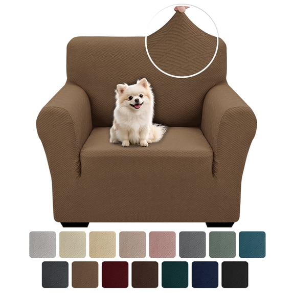 JIATER 1-Piece Armchair Sofa Cover Stretch Couch Cover Washable Sofa Slipcover Non-Slip Furniture Protector,Light Coffee