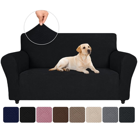 JIATER 1-Piece Sofa Cover Stretch Couch Cover Washable Sofa Slipcover Furniture Protector for Loveseat Sofa,Black