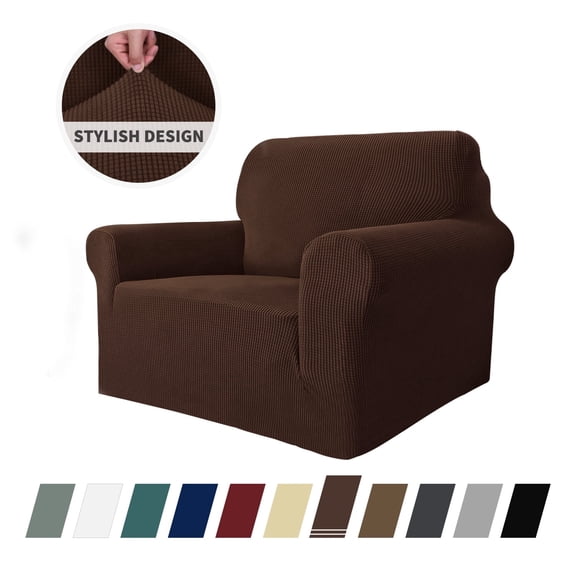 JIATER 1-Piece Armchair Sofa Cover Stretch Couch Cover Washable Sofa Slipcover Non-Slip Furniture Protector,Coffee
