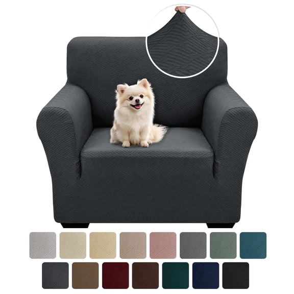 JIATER 1-Piece Armchair Sofa Cover Stretch Couch Cover Washable Sofa Slipcover Non-Slip Furniture Protector,Dark Gray