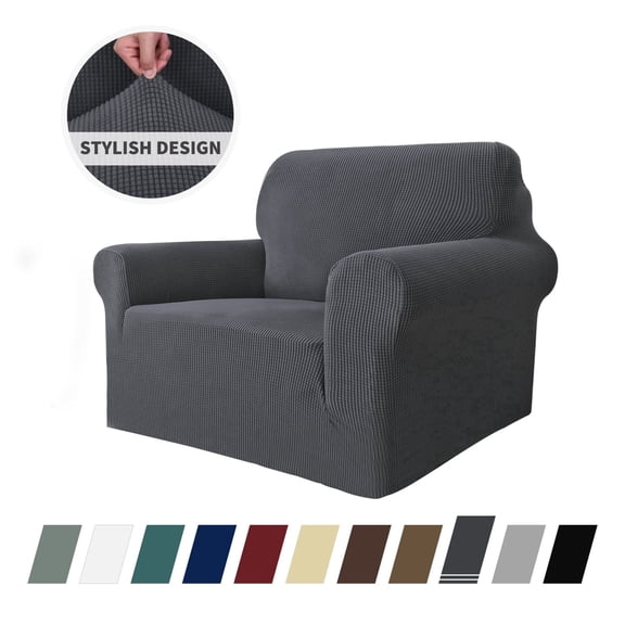 JIATER 1-Piece Armchair Sofa Cover Stretch Couch Cover Washable Sofa Slipcover Non-Slip Furniture Protector,Dark Gray